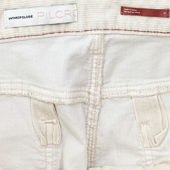 NWT Anthropologir Pilcro Corduroy High Rise Slim Boyfriend Pants in Cream - Picture 6 of 9